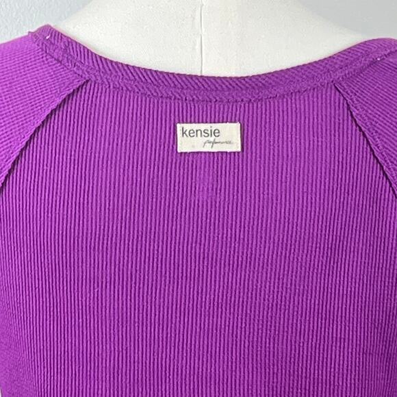 NWT Kensie Purple Performance Long Sleeve Asymmetrical Top Size XS (oversized) - Picture 3 of 9